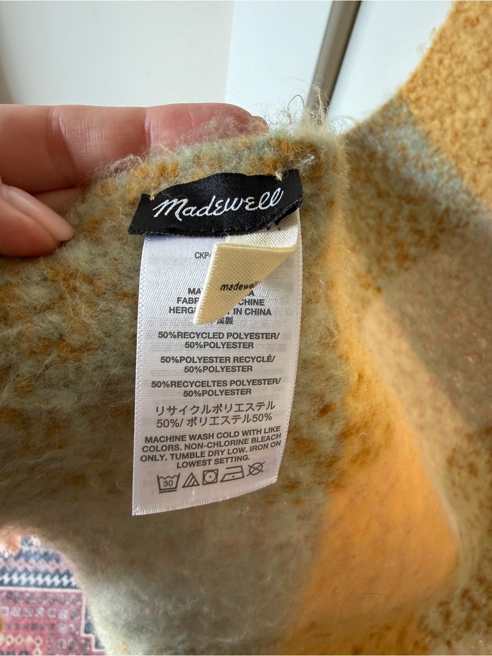 Madewell Scarf in Plaid Check Yellow Pink Blue - Picture 4 of 4